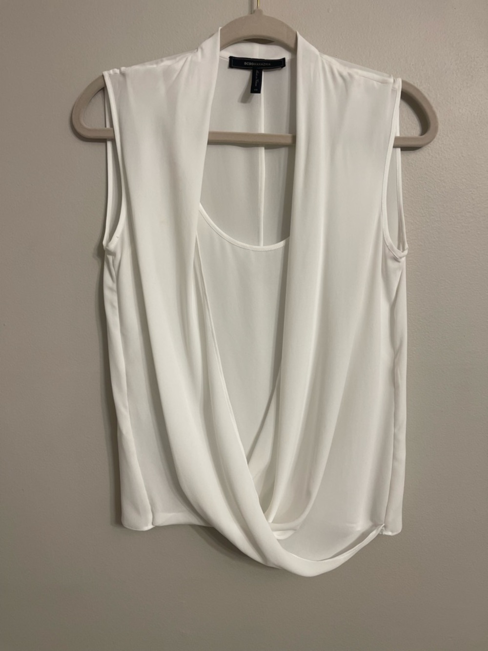 BCBGMaxAzria White Draped Double-Layer Sleeveless Camisole